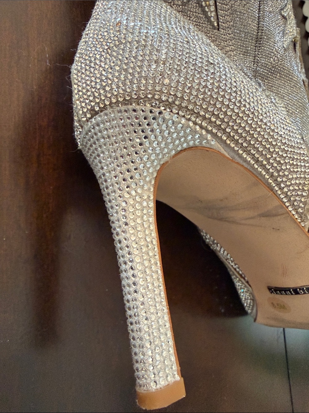 Gianni Bini Silver Rhinestone Over-the-Knee Western Stiletto Boots - Picture 2 of 11